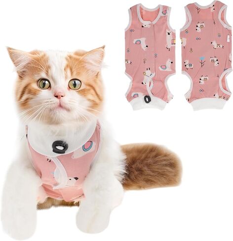 Cat Recovery Suit, Soft Breathable Cat Surgeries Suit, Cat Onesie for Cats After Surgeries, Prevents Licking Wounds, L, White in Kuwait