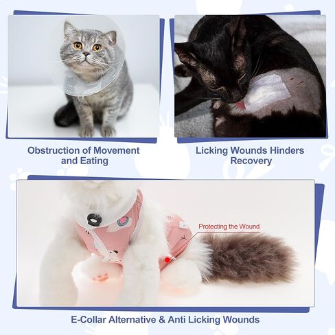 Cat Recovery Suit, Soft Breathable Cat Surgeries Suit, Cat Onesie for Cats After Surgeries, Prevents Licking Wounds, L, White in Kuwait