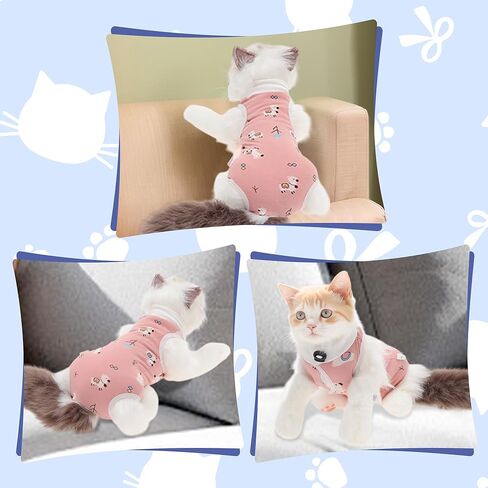 Cat Recovery Suit, Soft Breathable Cat Surgeries Suit, Cat Onesie for Cats After Surgeries, Prevents Licking Wounds, L, White in Kuwait
