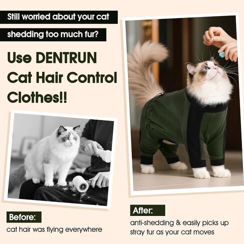 ملابس قطة DentRun مع نسيج مضاد للشفاء-بدلة استرداد ناعمة وينبث مقاوم للاتيبات من أجل العناية بالجروح والتحكم في الشعر ، بيجاما هريرة ، XS ، الجيش الأخضر in Saudi Arabia