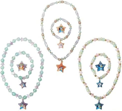 LUV HER Bluey Girl's Jewelry Set - Dress up Toy Jewelry Box Set with Bead Necklace, Bracelet and Ring - Play Accessories - Ages 3+ in Saudi Arabia