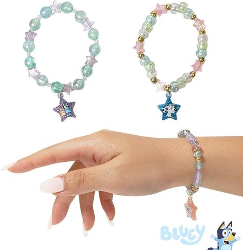 LUV HER Bluey Girl's Jewelry Set - Dress up Toy Jewelry Box Set with Bead Necklace, Bracelet and Ring - Play Accessories - Ages 3+ in Saudi Arabia
