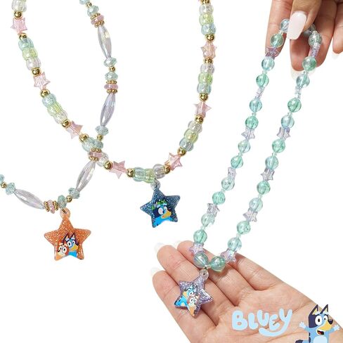 LUV HER Bluey Girl's Jewelry Set - Dress up Toy Jewelry Box Set with Bead Necklace, Bracelet and Ring - Play Accessories - Ages 3+ in Saudi Arabia