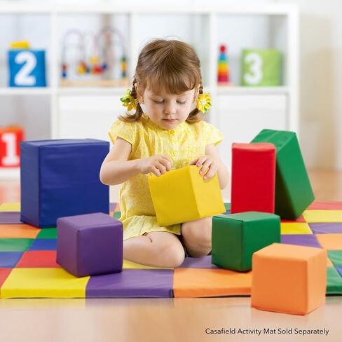 Casafield Toddler Foam Building Blocks (12-Piece Set), 5.5" x 5.5" Soft Play Colorful Kids Stacking Cubes for Daycare, Nursery, Preschool in Saudi Arabia