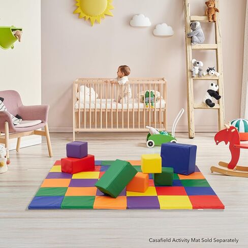 Casafield Toddler Foam Building Blocks (12-Piece Set), 5.5" x 5.5" Soft Play Colorful Kids Stacking Cubes for Daycare, Nursery, Preschool in Saudi Arabia