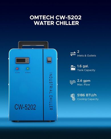 OMTECH 9L Industrial Water Chiller 2.6gpm CW-3000 Water Cooler for 40W K40 CO2 Laser Engraving & Cutting Machines, Water Cooling System Radiates 50W of Heat per Degree C in Saudi Arabia