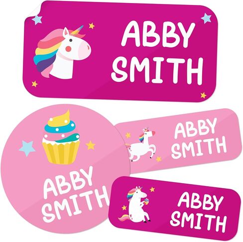 Personalized Daycare Name Labels for Kids, (128 Pack) Waterproof Custom Name Stickers for Clothing Tags, Lunch Boxes and School Supplies, Made in USA by MSC -Unicorn in Saudi Arabia