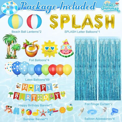 زخارف الحفلات الشاطئية الصيفية ، SPLASH BASH BASH PASTERS SUMPLICAL SUMPLICAL SUMPLICAL BEATH BEATH BALT LANTERN FINGH in Kuwait