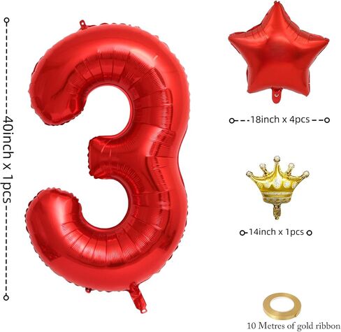 40 Inch 11th Number Balloon,Red and Blue Balloons,Cartoon Theme Star and Foil Balloon for Kids Birthday Party Decorations,Anniversary (Red and Blue-11) in Saudi Arabia