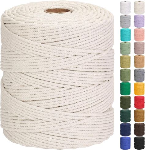 GOHOF Cotton Macrame Cord 5mm 328yards Natural Cotton Rope Colored Soft Macrame Supplies for Plant Hanger Wall Hanger Dreamcatcher (Beige) in Saudi Arabia