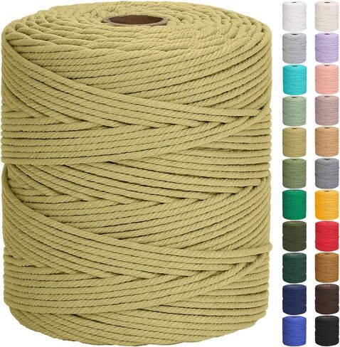 GOHOF Cotton Macrame Cord 5mm 328yards Natural Cotton Rope Colored Soft Macrame Supplies for Plant Hanger Wall Hanger Dreamcatcher (Beige) in Saudi Arabia