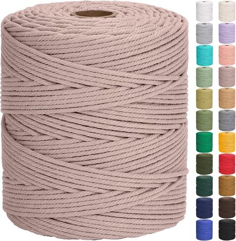 GOHOF Cotton Macrame Cord 5mm 328yards Natural Cotton Rope Colored Soft Macrame Supplies for Plant Hanger Wall Hanger Dreamcatcher (Beige) in Saudi Arabia