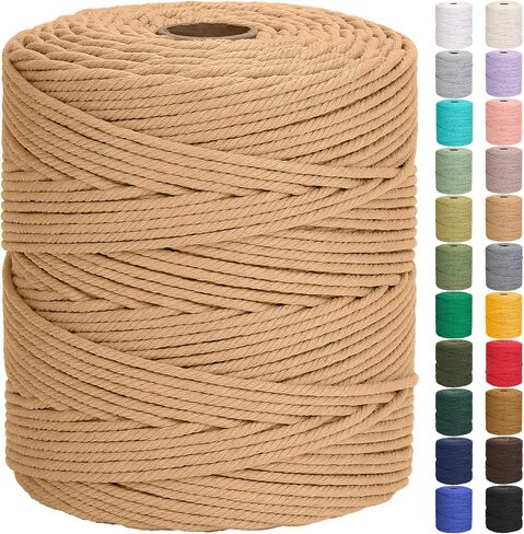 GOHOF Cotton Macrame Cord 5mm 328yards Natural Cotton Rope Colored Soft Macrame Supplies for Plant Hanger Wall Hanger Dreamcatcher (Beige) in Saudi Arabia