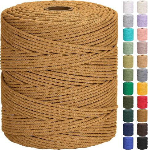 GOHOF Cotton Macrame Cord 5mm 328yards Natural Cotton Rope Colored Soft Macrame Supplies for Plant Hanger Wall Hanger Dreamcatcher (Beige) in Saudi Arabia