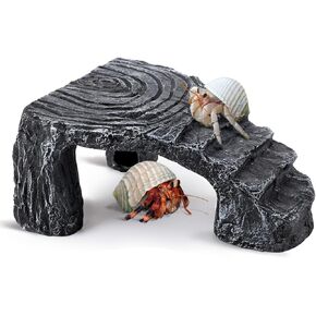 Hermit Crab Climbing Toys,Resin Hermit Crab Hideout,Hermit Crabs Tank Accessories Decor,Climbing Hideout Toy for Hermit Crabs Lizard Chameleon Hamster (Grey, 4.33 x3.74 x1.96in)