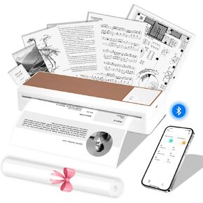 Portable Printer for Travel, Wireless Inkless Printer, Mobile Bluetooth Thermal Printers Compatible with iOS & Android, Support for 8.5x11 US Letter, Fits Office, Home, School