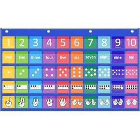 الرقم PACK POCKER مع 50 بطاقة (1-10) - أداة رياضيات الفصول الدراسية متعددة اللغات للعد ، والتخريب والعمليات | يتضمن عشرة إطارات ونقاط وأيدي وكلمات وعدد