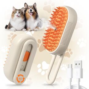 Cat Steam Brush for Shedding & Grooming, Rechargeable Steam Brush for Cats and Dogs, 2025 New Pet Spray Hair Removal Comb, 4 in 1 Pet Spray Comb for Long & Short Haired Pets!