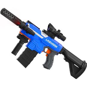 Automatic Toy Foam Blaster with Scope, Electric Toy Gun Dart Blaster with 120 Foam Darts for Nerf Guns, IR, Flashlight, Goggles, Air Pocket Technology Outdoor Shooting Game Kids Toys for 8-12 -Blue