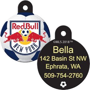 GoTags Personalized MLS Soccer, New York FC Sports Team Dog Tags, Custom Engraved Pet ID Tag, Round Shape