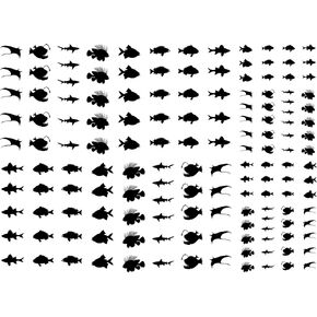 Deep Sea Fish 148 pcs 0.25 to 0.5 Inch Black Fused Glass Decals