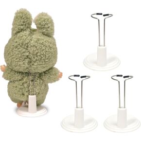 3 Pack Mini Doll Stand for 11-17cm Figures, Fit for 15cm/17cm Plush Dolls，White Plastic Display Holder with Adjustable Waist Clip, Stable Support for Collectible Display & Photography