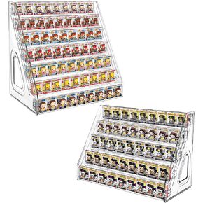 7 Tier Acrylic Display Shelf for Funko Bitty Pop - Clear Figurine Stand Compatible with Doorables, Mini Toys & Collectibles | Space-Saving Desktop Organizer & Action Figure Display Case