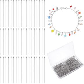 ph pandahall 1000pcs 40mm 304 دبابيس رأس الكرة الفولاذ المقاوم للصدأ ، 21 guage المجوهرات رأس الدبابيس رأس المنحنى للقران قلادة قلادة قلادة DIY ، واللون الفولاذ المقاوم للصدأ ، الرأس: 2 ملم