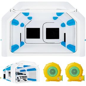 EROMMY Inflatable Paint Booth 13x9.6x9 FT, Blow Up Spray Booth with 750W+350W Blowers, Portable Inflatable Paint Tent with Air Filter System for Car Truck Part Motorcycle Furniture