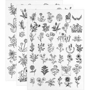 3 Sheets Water Soluble Embroidery Patterns Stabilizers Tear Away Patterns Floral Stick and Stitch Embroidery Paper Wash Away Sunflower Designs Transfer Pattern Stabilizers for Hand Sewing Lover