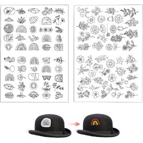 2 Sheets Water Soluble Embroidery Stabilizers, Stick & Stitch Embroidery Wash Away Transfer Paper Peel and Stick Embroidery Patterns for Bag Hat Fabric Hand Sewing Beginners Lovers (Bohemian Flowers)