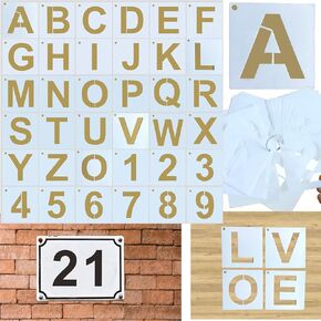RONDURE 3 Inch Letter Stencils for Painting – Reusable Alphabet & Number Stencils for DIY Crafts, Mailbox Numbers & Signs 0-9 A-Z 36 PC