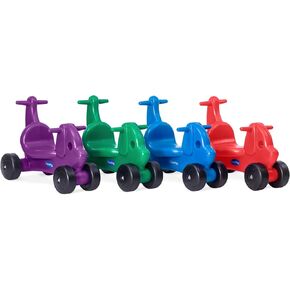 2-in-1 Squirrel Push & Ride-on Toy, Indoor & Outdoor Use, Made in The USA, Durable Construction, 4-Pack Blue, Red, Green, & Purple