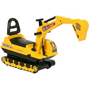 Homcom No Power Ride On Deasavator Toy Tuctors Digger Scooter Scooter Walker Prayend Play Toddler Construction Truck Storage for Boys Girls 18-48 شهرًا أسود أصفر