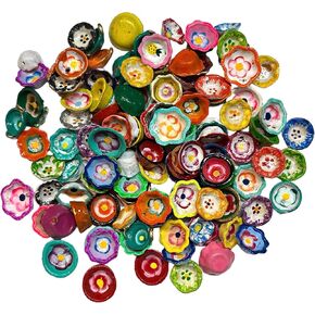 JDProvisions 12 Pieces Miniature Mexican Fiesta Pottery Ceramic Mud Handpainted Mini Plates for Arts and Crafts Party Favor Decorations, Small