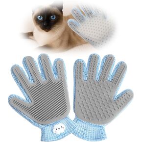 2 in 1 Pet Grooming Glove for Cats & Dogs, Efficient Deshedding Brush Pet Long Short Fur Removal Glove, Gentle Massaging Puppy Kitten Bathing Grooming Brush Tool, Easy Clean Floating Hair Mitt