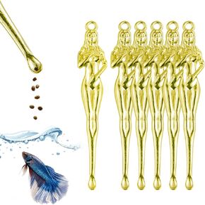 Betta Food Spoon Mini - Tiny Feeding Tool Holds 6-10 Fish Food Pellets Per Scoop, Prevent Overfeeding & Easy Clean Aquarium Tool,Betta Fish Tank Accessories,6 Pcs, Silver