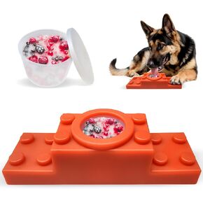 Non-Slip Frozen Dog Treat Holder - Dog Ice Cream Station with Reusable Cup & Lid - Dogs Toy for Small Medium Large Dogs, Less Mess and Keep Your House Cleaning