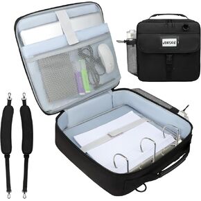 3 Inch D-Ring Zipper Binder Bag for 700+ Sheets Capacity& 13 Inch Laptop Organizer, Detachable 3-Ring Zip Up Binder Case with Backpack Straps& Shoulder Use for School College Office (Black)