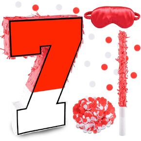 16 بوصة اللون الأحمر والأبيض 6 بيناتا ، بيناتا عيد ميلاد مع 16 بوصة piñata عصا عصا العصا عظمى لها للأطفال زخارف حفلة عيد الميلاد السادسة in Kuwait