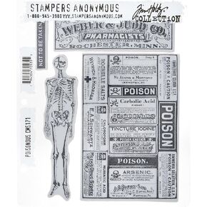 Stampers Anonymous Tim Holtz Cling Rubber Stamp Set, 7-Inch by 8.5-Inch, Poisonous