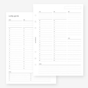 A5 Undated Weekly Vertical Timed Hourly Week on Two Pages Planner Insert for Filofax A5, LV GM agenda refill 6 hole 5.8 x 8.3