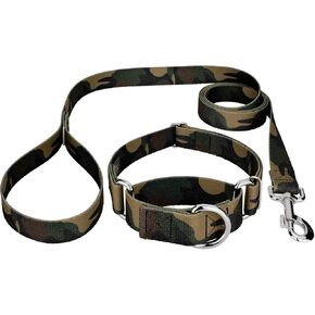 Country Brook Petz - Waterfowl Camo Martingale Dog Collar and Leash - Camouflage Collection Featuring Rugged Designs (1 Inch, Large)