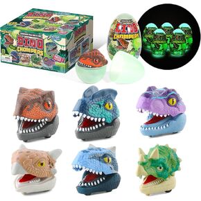 DINOBROS Dinosaur Surprise Egg Toys – 6 Pack Dino Eggs with Pull Back Cars and Chomping Action – Dinosaur Figures Easter Eggs for Kids 3-7, Perfect Easter Basket Stuffers