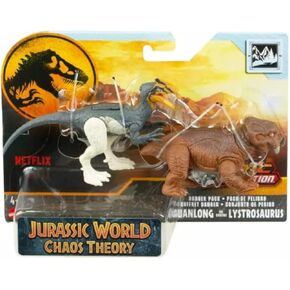 Jurassic World Chaos Theory Guanlong vs. Lystrosaurus Dinosaur Action Figure Toys