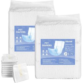 VEVOR Disposable Male Dog Diapers, Super Absorbent Male Dog Wraps, 360 ° Leak-Proof Belly Bands with Wetness Indicator for Male Doggies in Heat, Training, Incontinence - XS, 96 Count (2 Packs of 48)