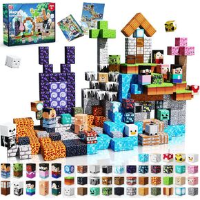 150 PCS 0.8in Magnetic Blocks - Magnetic Tiles Building Block Toys, STEM Montessori Stacking Toys, Building Cube Game Birthday Gifts for Boys and Girls Age 3+ Years Old (Adventure)
