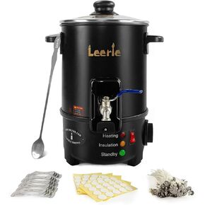 Leerie M4 8Lbs Wax Melter for Candle Making – Heating Core Brass Spout & Temp Control, No Clog, Easy to Clean – Electric Wax Melting Pot for DIY Candle Makers & Beginners