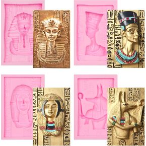 Egyptian Pharaoh Silicone Fondant Mold, Sphinx Anubis Cleopatra Chocolate Kitchen Baking Molds for Cake Decoration Cupcake Topper Candy Sugar Craft Gum Paste Clay Resin
