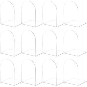 Acrylic Bookends 12 Pieces, Books Ends for Shelves, Clear Bookend for Books Shelves and Desktop Organizer, Transparent Bookends to Hold Books for Home Office Supplies